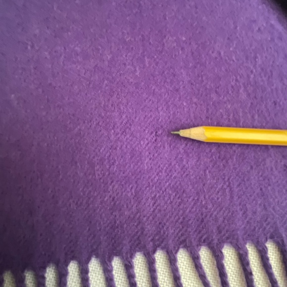 Burberry Cashmere Purple Fringed Logo Scarf Vintage 12”x 60”Made in Scotland - Picture 7 of 12